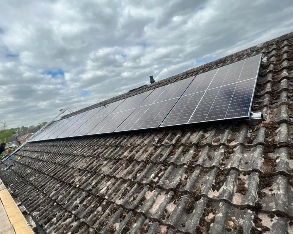 Solar panels installed on a house roof by Dynamic Heaters